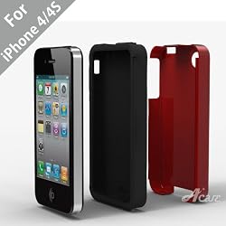Acase(TM) iPhone 4 and 4S Superleggera PRO Dual Layer Protection (Red/Black) case (Fits AT&T, Sprint and Verizon iPhone 4 and 4S)
