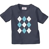 Blue and White Argyle Print Kids T-Shirt