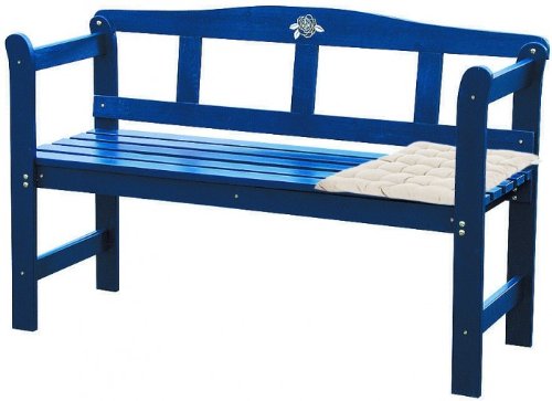 Rustikale Rosen-Friesenbank Gartenbank Holzbank Dekoration friesenblau blau Neu