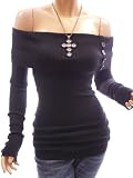 Patty Women Sexy Off Shoulder Buttons Long Sleeve Tunic Jumper