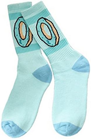 Online shopping Womens Combed Donut crew socks Casual socks (US6/8, blue)