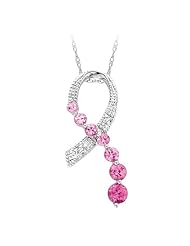 Created Pink Sapphire and Journey Diamond Pendant in 10K White Gold