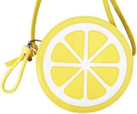 SuperMagic Womens Cute 3D Shape Lemon Cross-Body Shoulder Bags with Weave Key Ring
