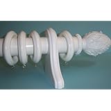 2 inch Solid Wood Pole Rings for Window Drapes, White Finish
