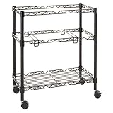 Two Tier Rolling File Cart, 24W X 14D X 21H, Black