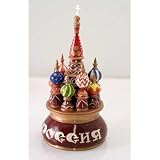 MUSICAL CATHEDRAL/St. Basil's Cathedral (Red) [Made in Russia. Size: 7.5 x 3.5 inches (20 x 9.5 cm). Material: wood, gouache, lacquer. A unique Russian souvenir, completely handmade] [This musical cathedral is a model of the church of St. Basil the Blessed. With a turn of the key located on the bottom of the pedestal, it begins to play the famous melody 