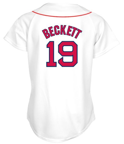 MLB Josh Beckett Boston Red Sox Women's White/Pink Fashion Replica Jersey (Medium)