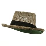 Big Gambler Summer 100% Natural Straw Hat - Black Band 3XL W08S63F