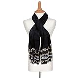 Black Wool Head Scarf With Embroidered Border Women Modern Neck Wear (Free Shipping) Scrf0128rr