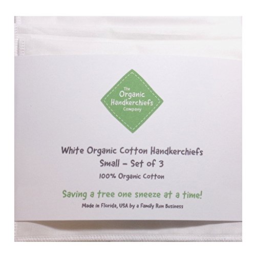The Organic Handkerchiefs Company Set of Organic Cotton Handkerchiefs, Small, White