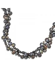 MMA Silver - 17 inch Double Strand Cultured Freshwater Peacock Baroque Pearl Necklace