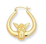 14K Yellow Gold Angel Hoop Earrings - 1.0