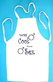 Gay Will Cook for Sex BBQ Barbeque Apron with 2 Pockets - White