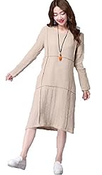 Plus Size Vintage Sweater Cotton/Linen Spring Winter  Dress