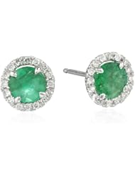 14k White Gold Gemstone and Diamond Halo Stud Earrings (1.20 cttw, H-I Color, I1-I2 Clarity)