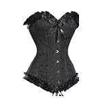 Black Floral Tapestry Sweetheart Corset With Clasps At The Front