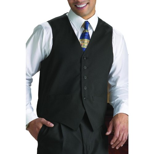 Neil Allyn 100% Polyester Solid Black Wait Staff Vest - X-Large