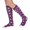 Xhilaration&reg; Socks 3Pk Knee Highs - Light Gray Solid/Large Purple Dots/Purple With Gray Stripe - One Size