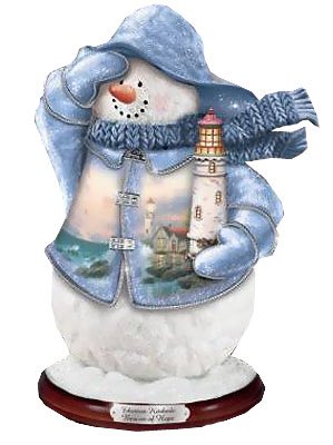 Thomas Kinkade Beacon Of Hope Collectible Snowman Figurine by The Bradford Exchange