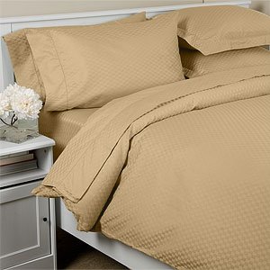 Dobby Check 500TC Egyptian Cotton Sheet Set, Queen, Gold by 