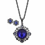 Sapphire & Hematite Hues Statement Necklace Earrings Box Set