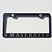 Matte Black Laser Engraved Maserati Stainless Steel USA License Plate Frame With Engraved Steel Logo Screw Cap Combo 12.25