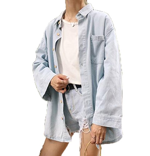 (フンテン)FengTeng レディース秋服着やせBFコートゆったりデニム 長袖 シャツ