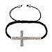 JOTW 2 Pieces of Black with Silvertone Sideways Cross Adjustable Bracelet (S-560)