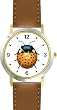 Lady Bug or Lady Bird No.2 - Ladybug - JP Animal - WATCHBUDDY&reg; DELUXE TWO-TONE THEME WATCH - Arabic Numbers - Brown Leather Strap-Size-Children's Size-Small ( Boy's Size & Girl's Size )