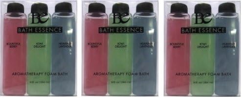 Be Bath Essence Aromatherapy Foam Bath, Includes 3 Scents: Bountiful Berry, Kiwi Delight, Heavenly Lavender, 9 Fl Oz/ 266 mL, (3 PACK)
