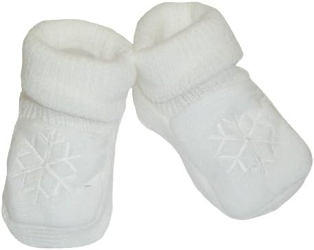Newborns Acrylic White Booties with Snowflake Embroidery
