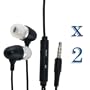 2 Pack Black 3.5mm Stereo Headset with Microphone for Samsung Galaxy S3 SII i9300