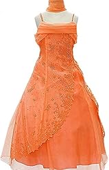 Girls Floral Print Organza  Spaghetti Strap Floor Length Flower-Girl Dress  With a Bow(s) and a Ribbon 