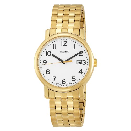 Timex Mens T2M656 Gold-Tone Analog Expansion Band Stainless Steel Bracelet Watch
