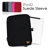 CaseCrown Protective Faux Suede Zip Sleeve Case (Black) to Protect the Apple iPad 2 WiFi/3G Model 16GB, 32GB, 64GB (Newest Version)