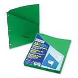 ESS32925 Slash Pocket Project Folders, Letter Size, 3-Hole Punched, Green, 25/Pack