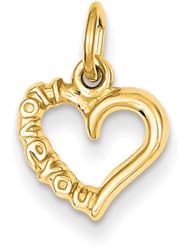 14k Yellow Gold Polished I Love You Heart Charm