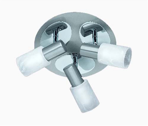Trio 8701331-07 Energiespar-Rondell, Nickel matt, Gläser alabasterfarbig