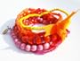 Nature Bijoux- Safran Collection- 7 Rows Stretch Orange Bamboo Coral Bracelet