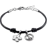 FOSSIL Lederarmband schwarz mit Charms 16 cm + 3,5 cm Verlängerung JF85203040
