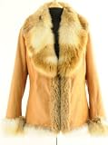 Chosen Furs Lamb Nappa Fox Trim Jacket CH88 Camel