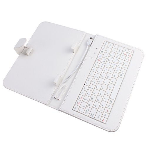 Etimedeal@7 Inch Tablet Pc White Leather Hard Cover Case with Keyboard