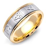 BELENOS 14K Two-Tone Gold Celtic Knot Wedding Band Ring