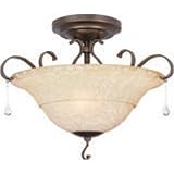 Bohemian - 3 Light Crystal Semi Flush Mount Ceiling Lighting Fixture - Rhapsody Black - Teastone Scavo Glass - B6428