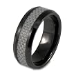 Black Ceramic Ring with White Carbon Fiber Inlay (8.0mm) - Sizes 8 - 13