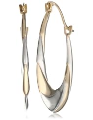 10K Two-Tone Gold Stampato Hoop Earrings