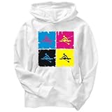 Rowing - Pop Art Sports Mens Hoodie (White, Sizes X-Small - XXX-Large)
