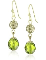 1928 Jewelry Olive and Brass Globe Earrings
