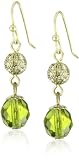 1928 Jewelry Olive and Brass Globe Earrings