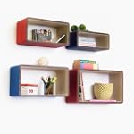 Trista - [Gypsy Flame] Rectangle Leather Wall Shelf / Bookshelf / Floating Shelf (Set of 4)